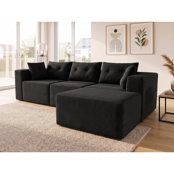 GLP Ecksofa Modulares Sofa 254 cm breit, keine Montage erforderlich, 4 flexibel kombinierbare Module, Cordsofa mit Taschenfederkern, 3-Sitzer mit Ottomane und 5