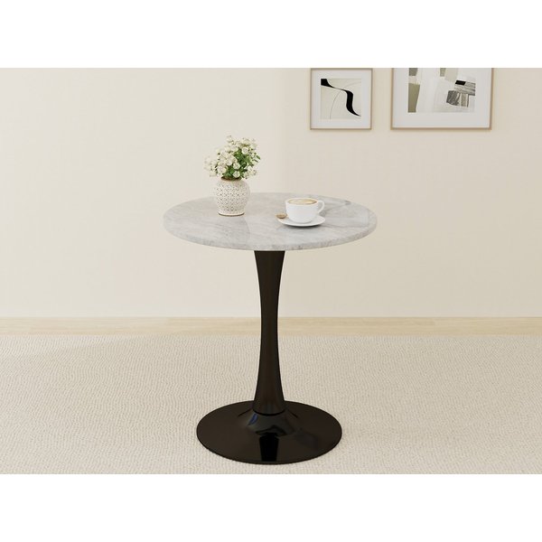 GLP Esstisch Runder Esstisch mit Sinterstein Tischplatte in Marmoroptik, 70 cm Ø (Gestell aus Metall, kratzfest und hitzebeständig), für kleine Räume und Apartm