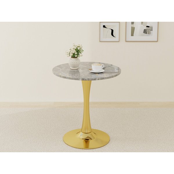 GLP Esstisch Runder Esstisch mit Sinterstein Tischplatte in Marmoroptik, 70 cm Ø (Gestell aus Metall, kratzfest und hitzebeständig), für kleine Räume und Apartm