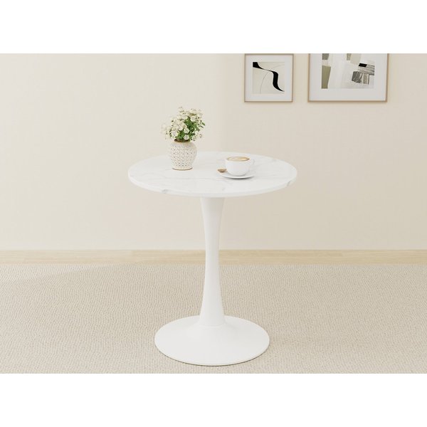 GLP Esstisch Runder Esstisch mit Sinterstein Tischplatte in Marmoroptik, 70 cm Ø (Gestell aus Metall, kratzfest und hitzebeständig), für kleine Räume und Apartm