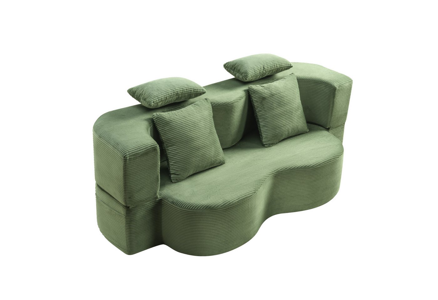 GLP Schlafsofa 2-Sitzer Klappsofa mit Schlaffunktion inkl. 4 Kissen, Set, Bodensofa & Gästebett ohne Montage für kleine Räume – Bild 2 von 5