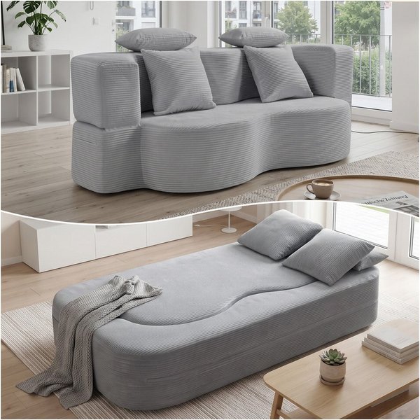 GLP Schlafsofa 2-Sitzer Sofa mit Schlaffunktion, Boneless Bodensofa für Kleine Räume, Set, Klappsofa ohne Montage mit hochdichtem Schaumstoff