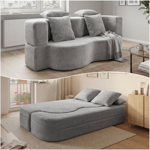 GLP Schlafsofa 2-Sitzer Sofa mit Schlaffunktion, Boneless Bodensofa für Kleine Räume, Set, Klappsofa ohne Montage mit hochdichtem Schaumstoff