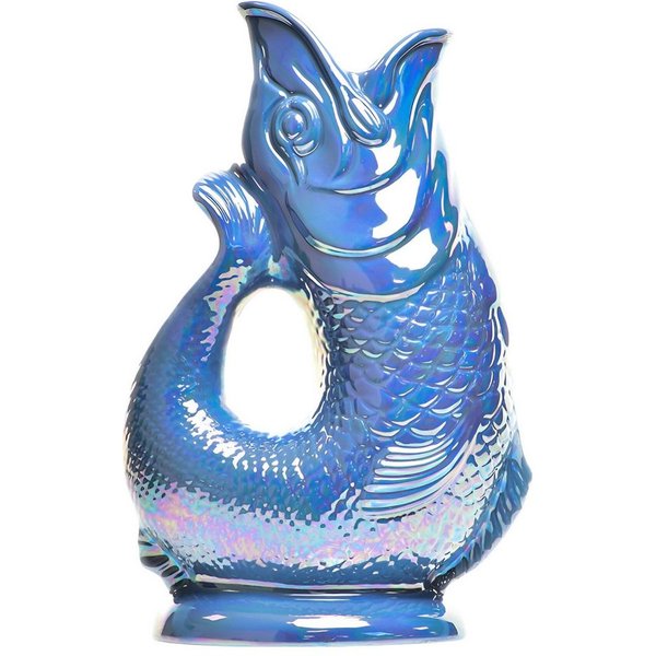 Gluckigluck Wasserkaraffe, (Original Gluggle Jug aus England), mit Gluckergeräusch, handgefertigt, ikonisches Fisch-Design, 1,2 L
