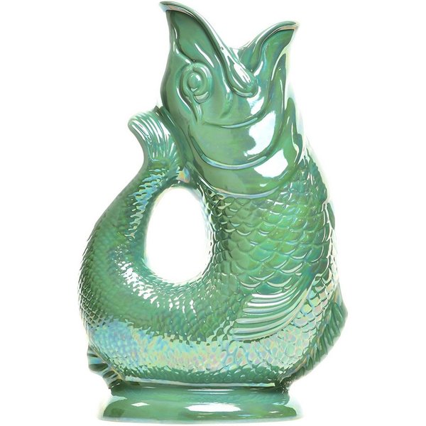 Gluckigluck Wasserkaraffe, (Original Gluggle Jug aus England), mit Gluckergeräusch, handgefertigt, ikonisches Fisch-Design, 1,2 L