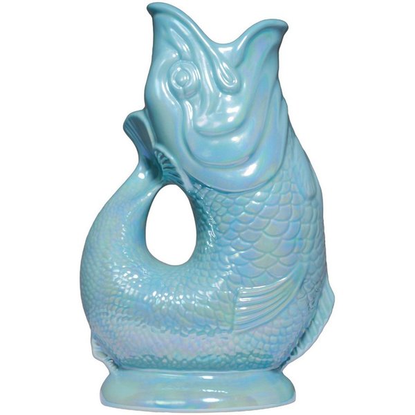 Gluckigluck Wasserkaraffe, (Original Gluggle Jug aus England), mit Gluckergeräusch, handgefertigt, ikonisches Fisch-Design, 1,2 L