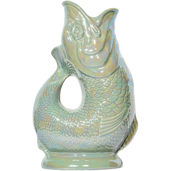 Gluckigluck Wasserkaraffe, (Original Gluggle Jug aus England), mit Gluckergeräusch, handgefertigt, ikonisches Fisch-Design, 1,2 L