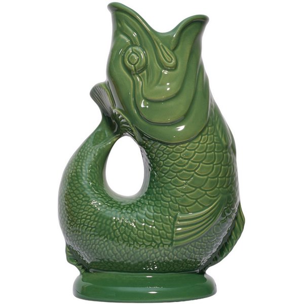 Gluckigluck Wasserkaraffe, (Original Gluggle Jug aus England), mit Gluckergeräusch, handgefertigt, ikonisches Fisch-Design, 1,2 L