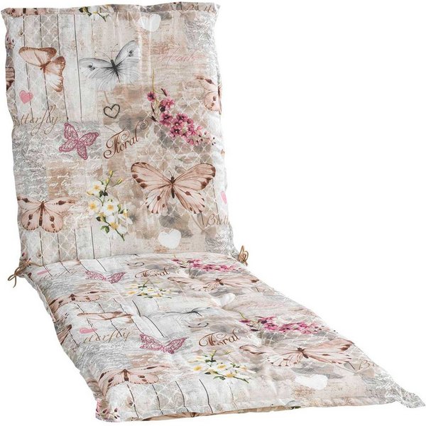GO-DE Liegenauflage BUTTERFLY, B 60 x L 190 cm, Beige, Gartenliegen, Gartenauflage für Gartenliege