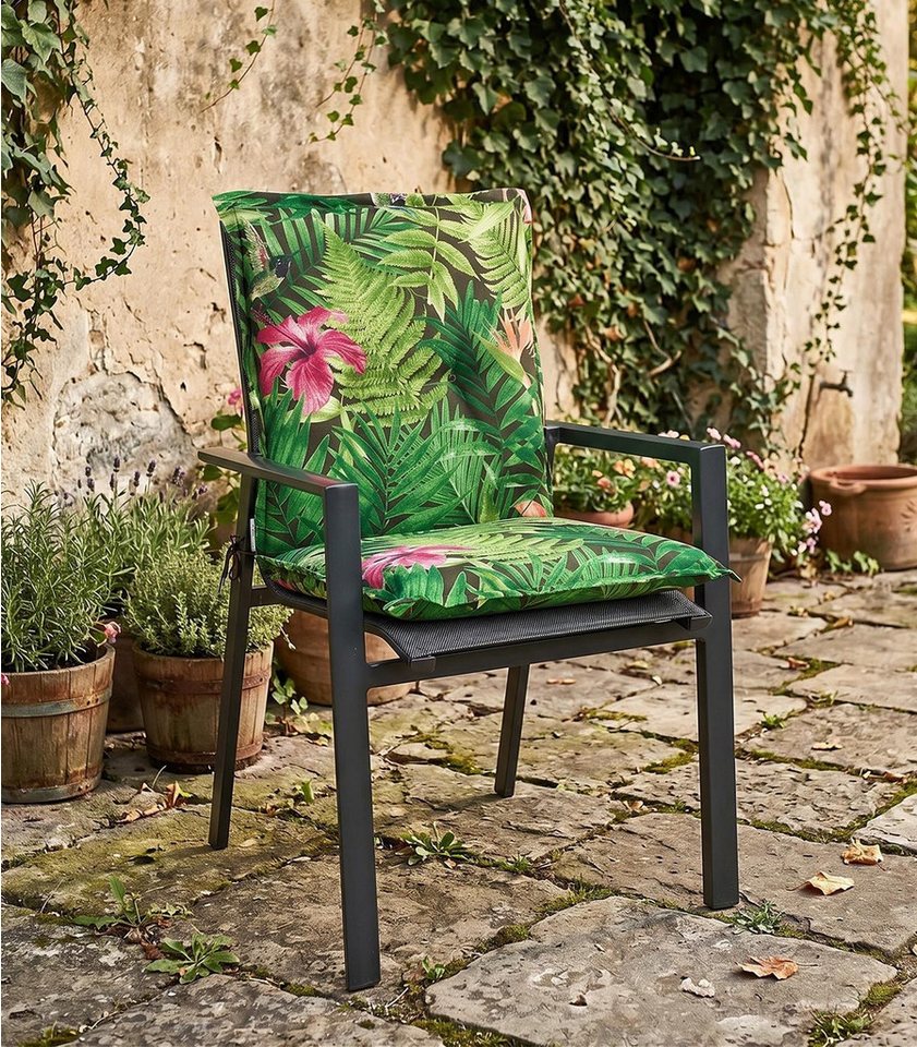 GO-DE Polsterauflage TROPICAL, 50 x 100 cm, Grün, für Niederlehnstühle, (1 St), Gartenstuhlauflage für Niederlehner – Bild 2 von 5