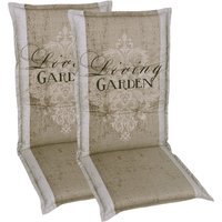 GO-DE TEXTIL Gartenauflage Living Garden (2er Set Mittellehner, Beige)