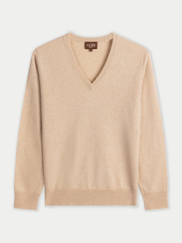 GOBI Cashmere Polokragenpullover Damen Kaschmirpullover mit V-Ausschnitt – Bild 2 von 2