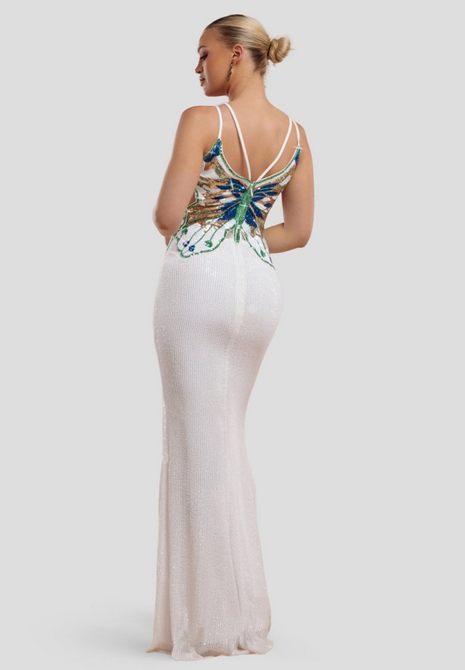 Goddiva Maxikleid Sequin Butterfly Front Split Maxi Dress langes Kleid – Bild 3 von 5