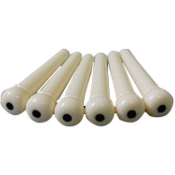 Göldo E-Gitarre, ersatzteile für Gitarren, Diverse Ersatzteile, Bridge Pins 6er Set Ivory, Black Dot HW106 - Gitarren Ersatzteil