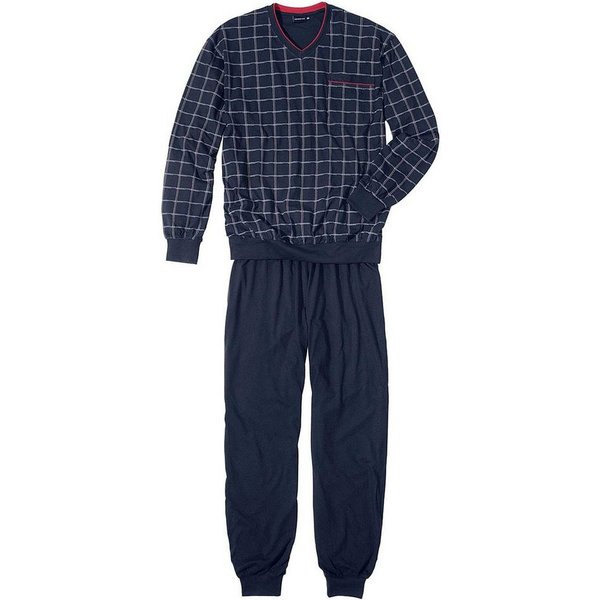 GÖTZBURG Pyjama Antonio langer Schlafanzug mit Bündchen, Baumwolle, auch in großen Größen