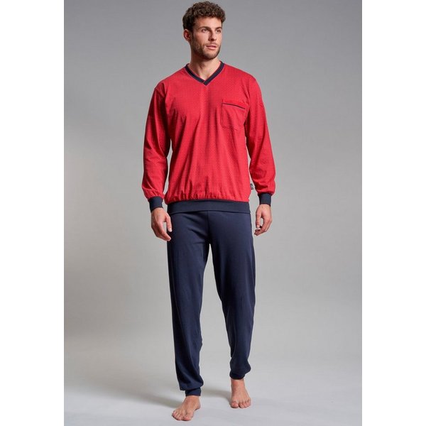 GÖTZBURG Pyjama Manhattan (2 tlg) Langarm, V-Ausschnitt, lange Hose, V-Ausschnitt, Baumwolle