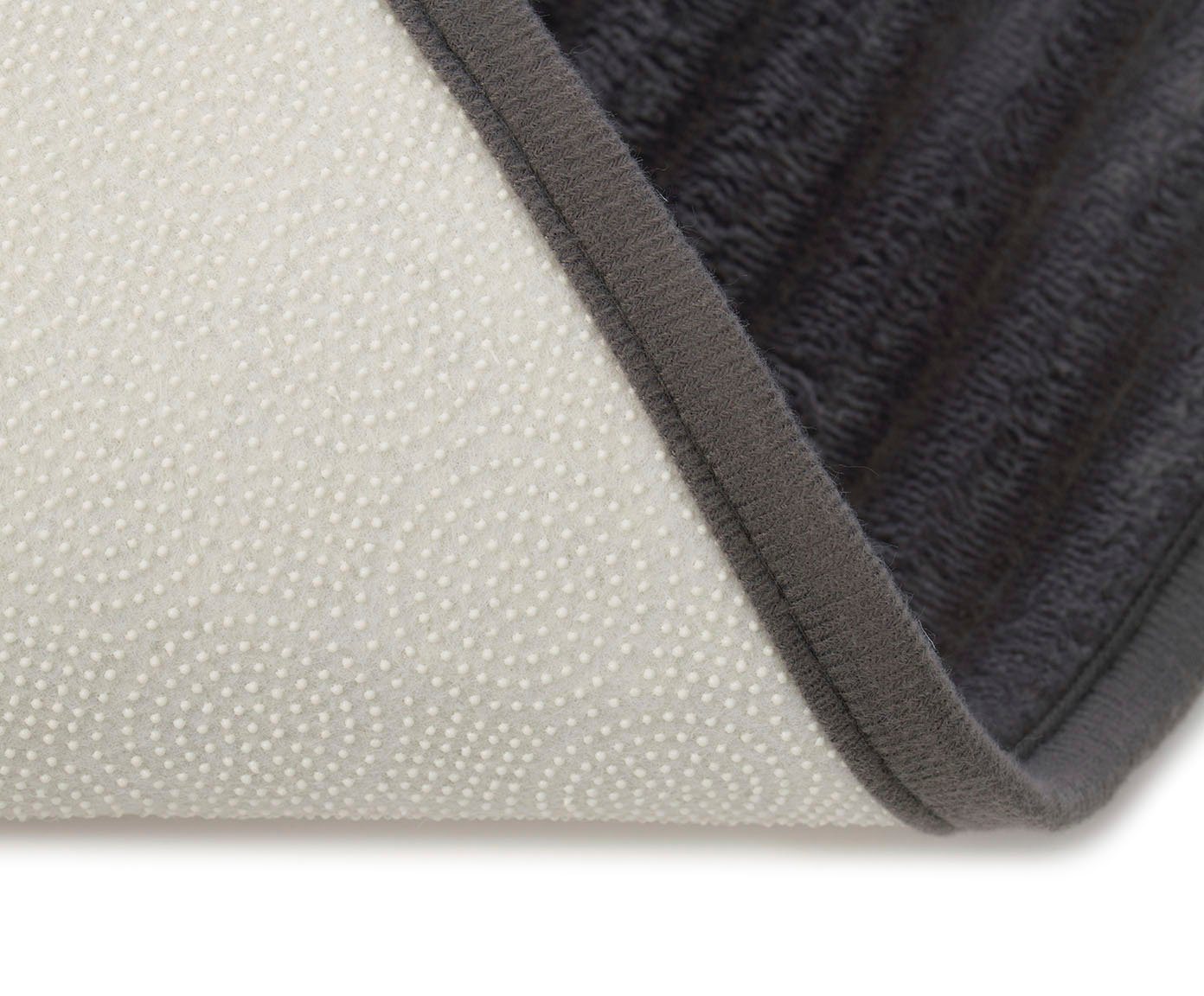 Gözze Badematte Berlin, Höhe 7 mm, rutschhemmend beschichtet, fußbodenheizungsgeeignet, Polyester, rechteckig, Badteppich, Uni Farben, Cord Optik, waschbar – Bild 2 von 5