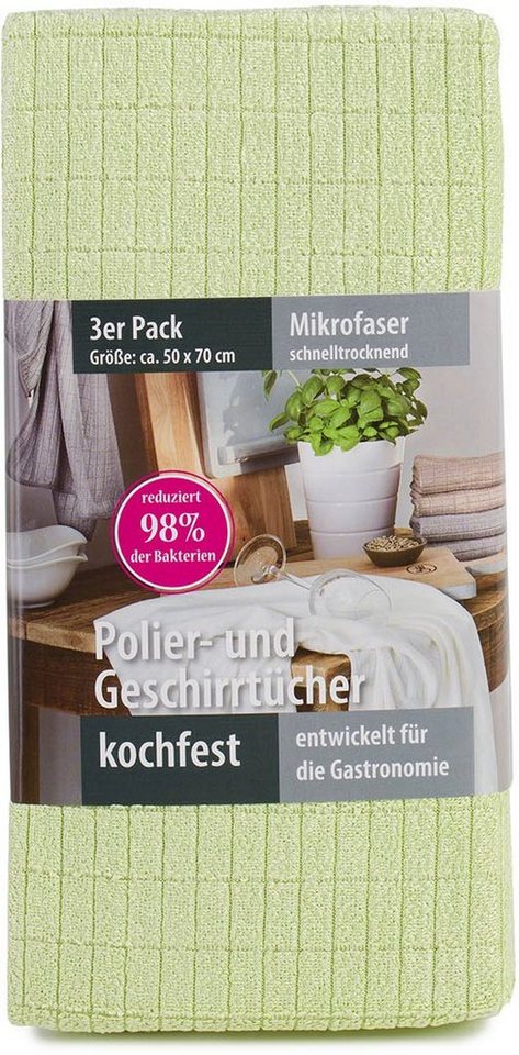 Gözze Geschirrtuch Polier- und Geschirrtuch, Mikrofaser, (Set, 3-tlg), schnelltrocknend und kochfest – Bild 4 von 5