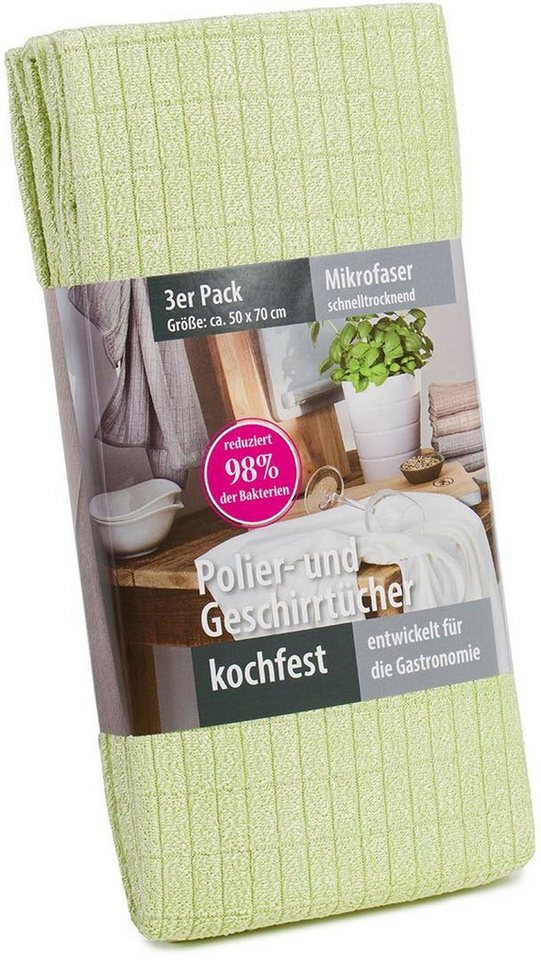 Gözze Geschirrtuch Polier- und Geschirrtuch, Mikrofaser, (Set, 3-tlg), schnelltrocknend und kochfest – Bild 5 von 5