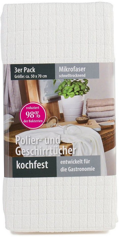 Gözze Geschirrtuch Polier- und Geschirrtuch, Mikrofaser, (Set, 3-tlg), schnelltrocknend und kochfest – Bild 4 von 5