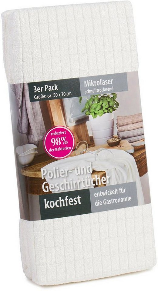 Gözze Geschirrtuch Polier- und Geschirrtuch, Mikrofaser, (Set, 3-tlg), schnelltrocknend und kochfest – Bild 5 von 5