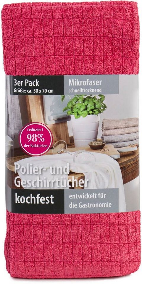 Gözze Geschirrtuch Polier- und Geschirrtuch, Mikrofaser, (Set, 3-tlg), schnelltrocknend und kochfest – Bild 4 von 5