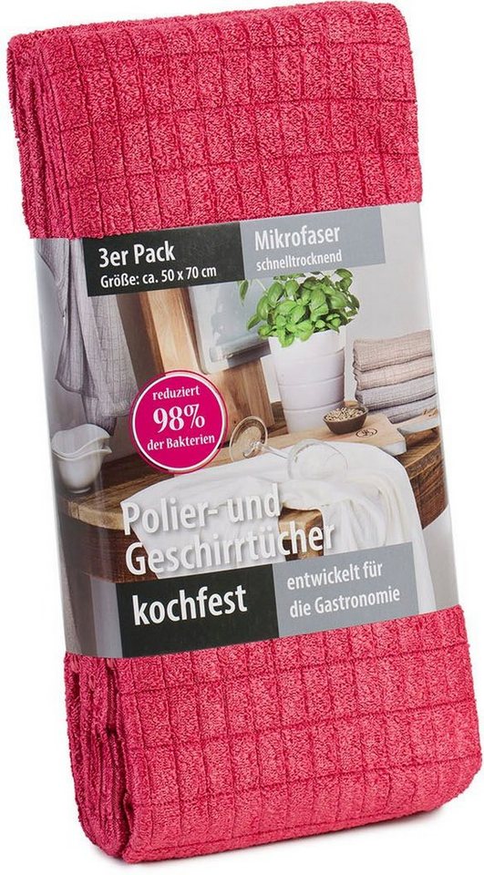 Gözze Geschirrtuch Polier- und Geschirrtuch, Mikrofaser, (Set, 3-tlg), schnelltrocknend und kochfest – Bild 5 von 5