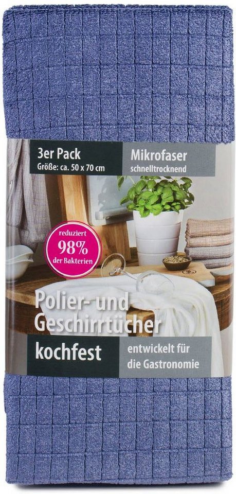 Gözze Geschirrtuch Polier- und Geschirrtuch, Mikrofaser, (Set, 3-tlg), schnelltrocknend und kochfest – Bild 4 von 5