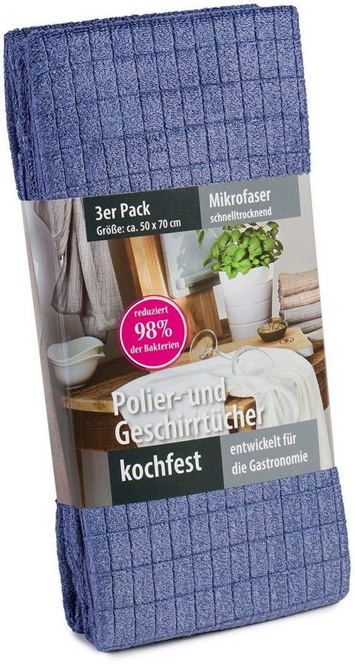 Gözze Geschirrtuch Polier- und Geschirrtuch, Mikrofaser, (Set, 3-tlg), schnelltrocknend und kochfest – Bild 5 von 5