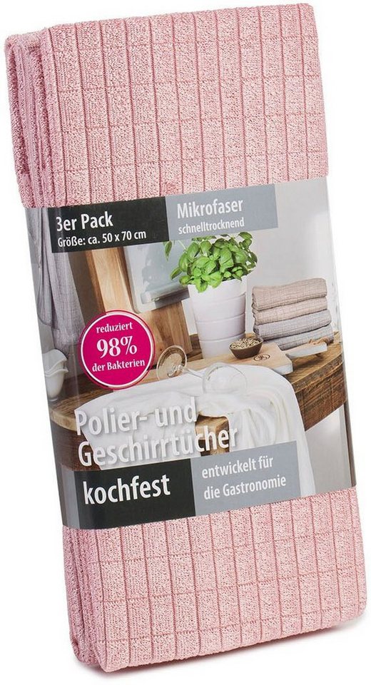 Gözze Geschirrtuch Polier- und Geschirrtuch, Mikrofaser, (Set, 3-tlg), schnelltrocknend und kochfest – Bild 5 von 5