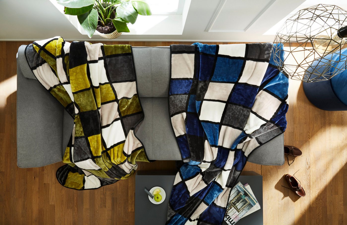 Wohndecke Antigua, Karomotiv, Kuscheldecke, Gözze, mit modernem Karo, Kuscheldecke, 150x200 cm – Bild 5 von 5