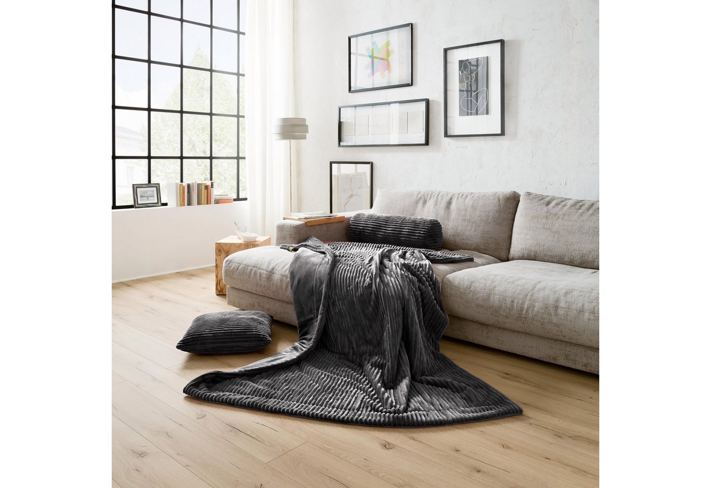 Wohndecke Cordoptik, Gözze, mit Glanzeffekt, Kuscheldecke – Bild 2 von 4