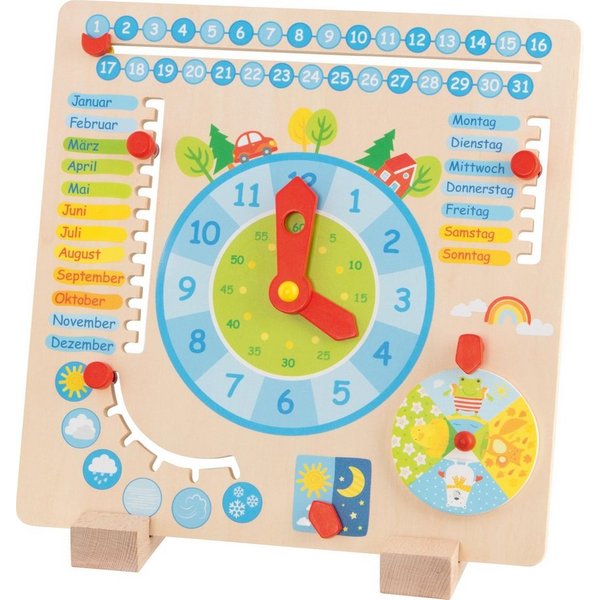 goki Lernspielzeug Jahresuhr, im kindgerechten Design mit farblichen Hervorhebungen