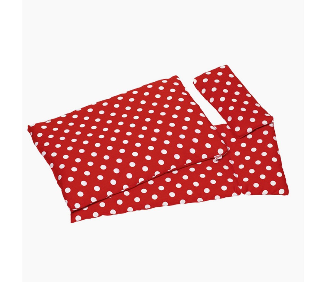 goki Puppen Bettwäsche Bettzeug Rot, (packung, 3-tlg., Material: Baumwolle, Polyester), Set aus Kopfkissen, Oberbett und Unterbett – Bild 2 von 2