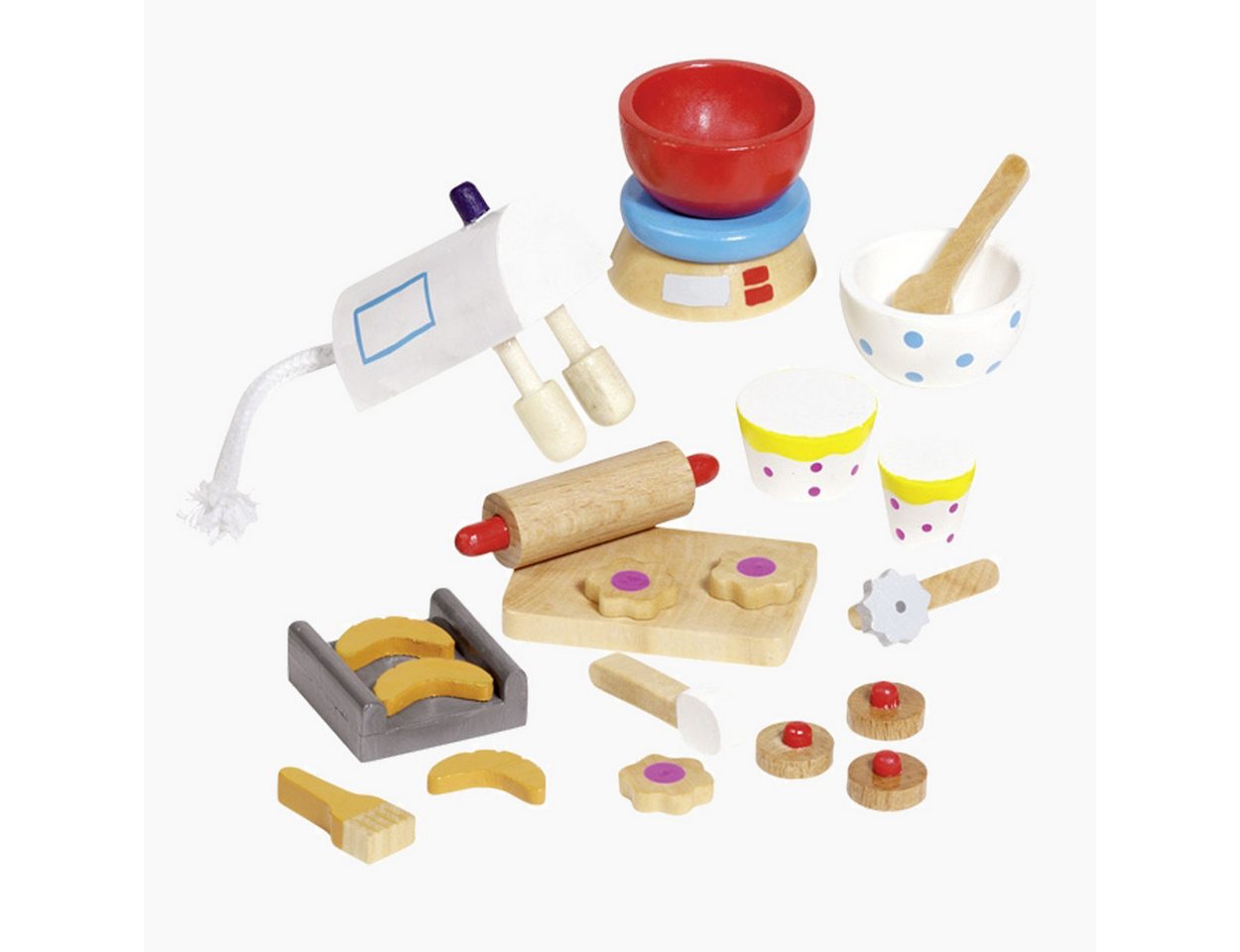 goki Puppenhausmöbel Accessoires Backen (packung, 22tlg., spar set), liebevoll gestaltete 22-teilige Set aus hochwertigem Holz – Bild 2 von 2