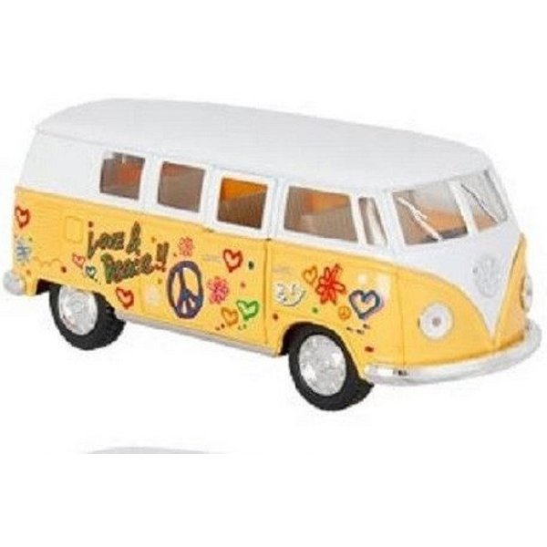 goki Sammelfigur Volkswagen Microbus, 1962 WV Kollektion mit Druck / Rückzugmotor (1 St), Der Flower-Power-Bus, Souvenirs / ideal als Gschenk