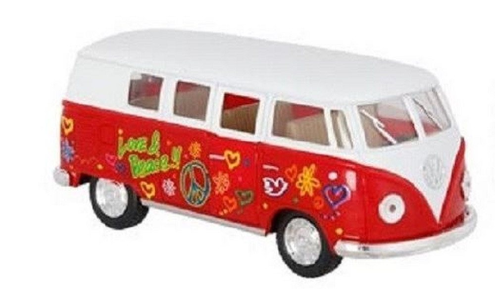 goki Sammelfigur Volkswagen Microbus, 1962 WV Kollektion mit Druck / Rückzugmotor (1 St), Der Flower-Power-Bus, Souvenirs / ideal als Gschenk – Bild 4 von 5