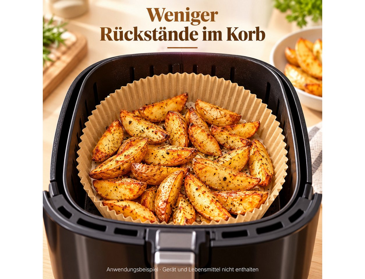 GOLDEN Backpapier Airfryer Backpapier rund, 50 Stück, Boden Ø 16 cm – Bild 3 von 5