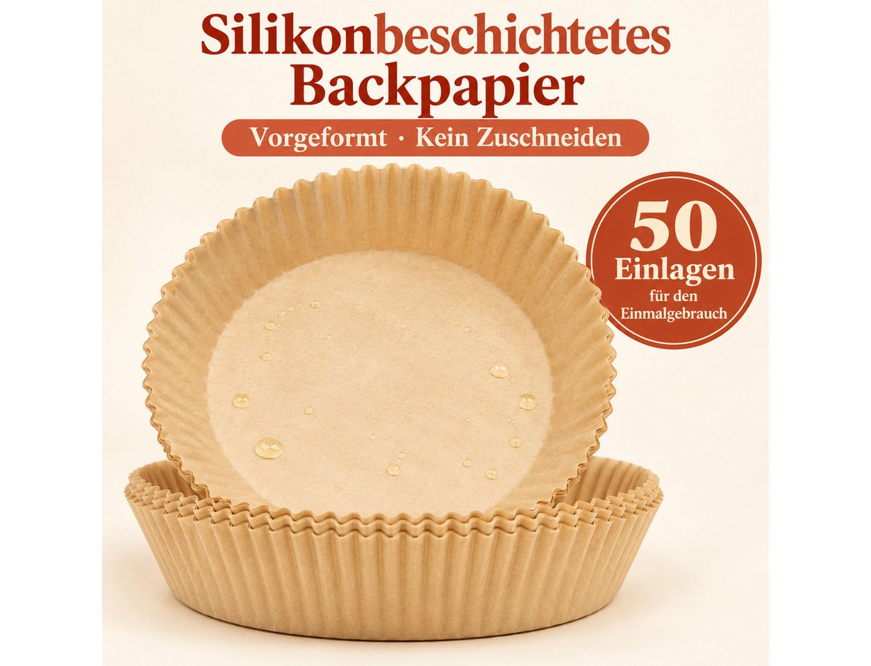 GOLDEN Backpapier Airfryer Backpapier rund, 50 Stück, Boden Ø 16 cm – Bild 4 von 5