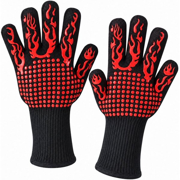 GOLDEN Grillhandschuhe Grillhandschuhe, 1 Paar, Silikonprofil, lange Bündchen, Rot