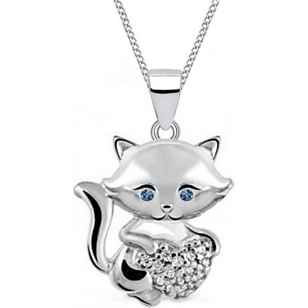Goldene Hufeisen Kette mit Anhänger Herz Katze Kätzchen 45cm Halskette 925 Silber mit Zirkonia (2-tlg, inkl. Etui), Damen, Herren Katzen-Schmuck