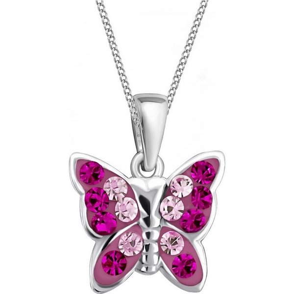 Goldene Hufeisen Kette mit Anhänger Mädchen Kinder mini klein Schmetterling Anhänger mit Kette 925 Silber (2-tlg, inkl. Etui), Kinderkette