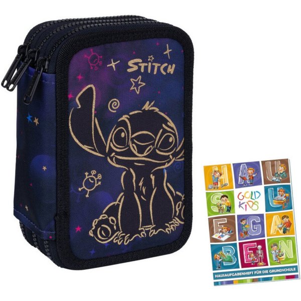 GOLDKIDS Federmäppchen 3 Fächer - Mäppchen für für Mädchen und Jungen -, (Federmappe 3-Fach Federtasche Gefüllte, 1-tlg., Schüleretui Schulmäppchen und Hausaufg
