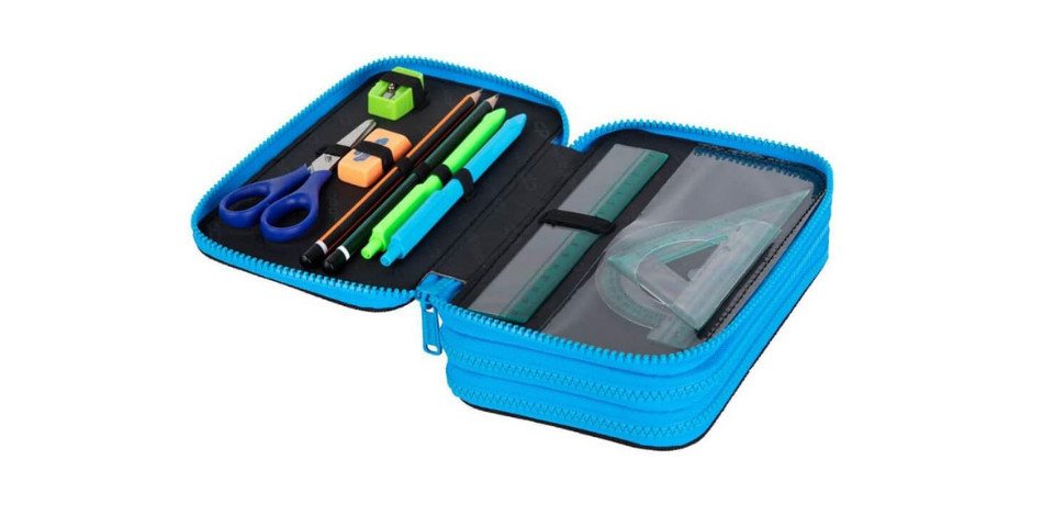 GOLDKIDS Federmäppchen Federmäppchen 3 Fächer -, (Mäppchen für Mädchen und Jungen - Federmappe, 1-tlg., 3-Fach Federtasche Gefüllte Schüleretui Schulmäppchen),  – Bild 5 von 5