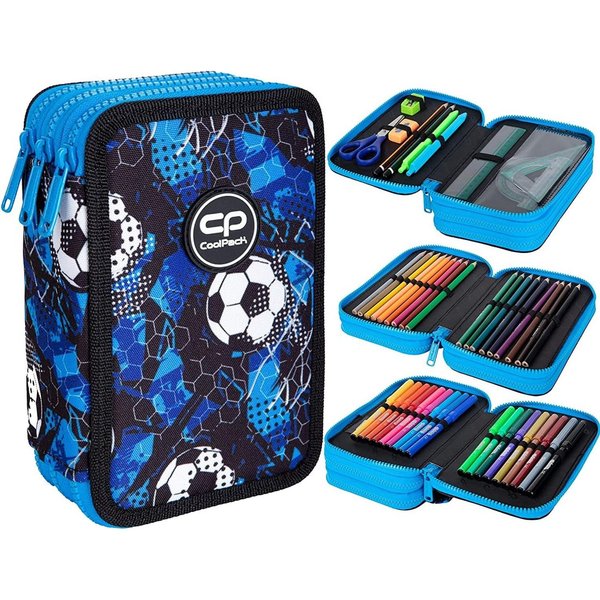 GOLDKIDS Federmäppchen COOLPACK XXL Federtasche, (Federmappe 44-teilig, 1-tlg., gefüllte Schüleretui 3-stöckig 20 x 13,5), x 7 cm Jungen Mädchen