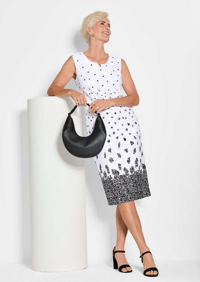 GOLDNER Abendkleid Etuikleid mit Blumenprint, Jerseyqualität Midi-Kleid mit Gehschlitz, Rundhalsausschnitt – Bild 4 von 5