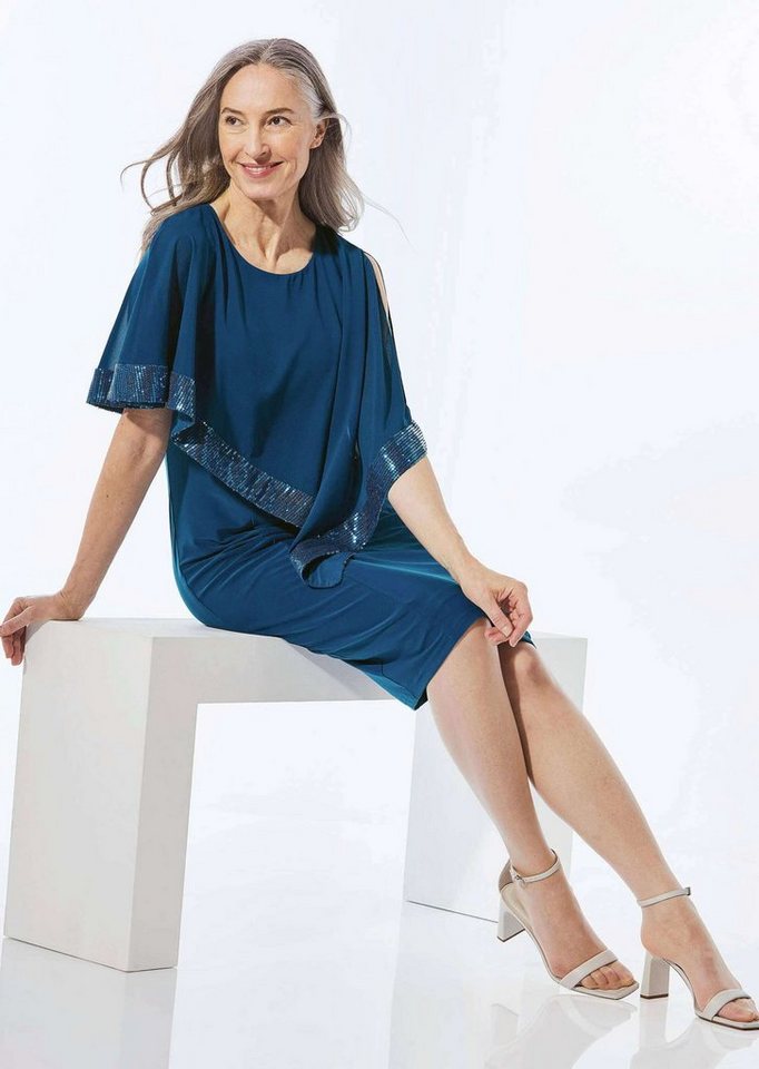 GOLDNER Abendkleid Kurzgröße: Kleid mit raffiniertem Chiffonüberwurf – Bild 4 von 5
