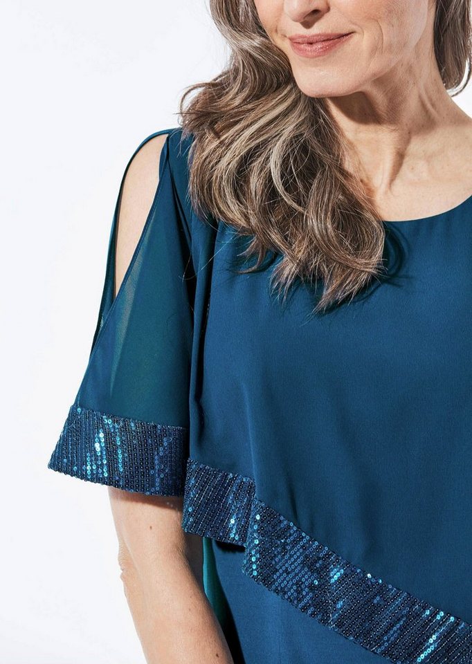 GOLDNER Abendkleid Kurzgröße: Kleid mit raffiniertem Chiffonüberwurf – Bild 5 von 5