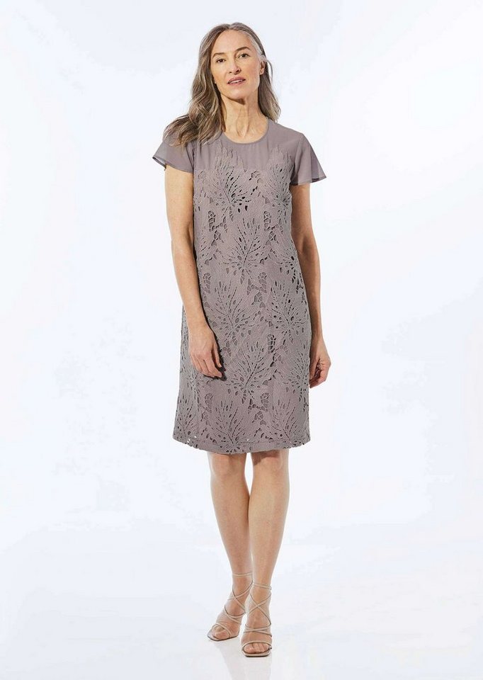 GOLDNER Abendkleid Spitzenkleid aus Chiffon, Flügelärmeln Blätteroptik und Rundhalsausschnitt als Blickfang – Bild 2 von 5