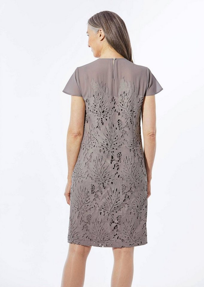 GOLDNER Abendkleid Spitzenkleid aus Chiffon, Flügelärmeln Blätteroptik und Rundhalsausschnitt als Blickfang – Bild 3 von 5